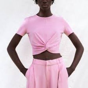 Zara Pink Knot Crop Top
